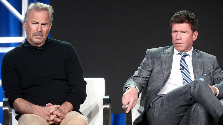 Kevin Costner and Taylor Sheridan at the Winter Television Critics Association Press Tour