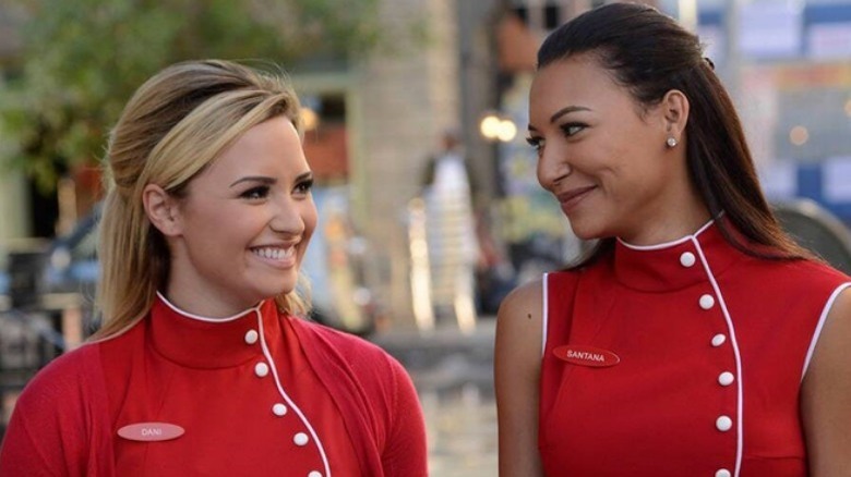Demi Lovato and Naya Rivera smiling on Glee