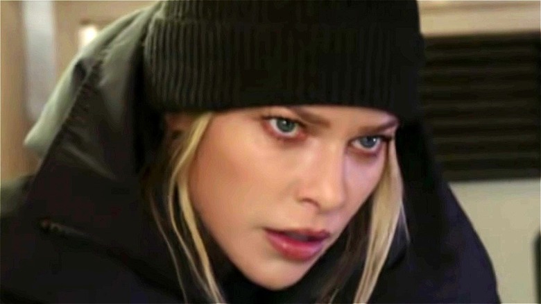 Lauren German in stocking cap