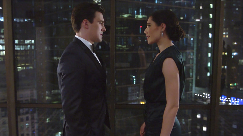 Hawkins and Violet facing each other