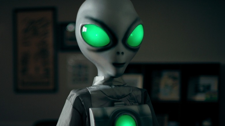 Alien with green eyes