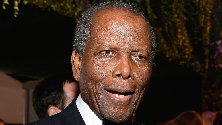 Sidney Poitier giving an interview