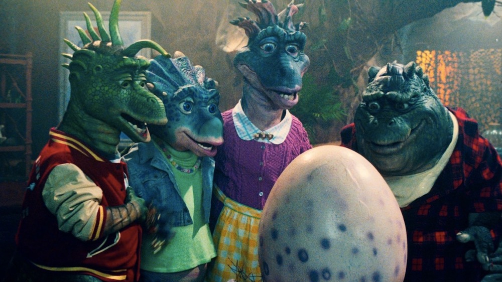 Dinosaurs waiting for Baby Sinclair hatch