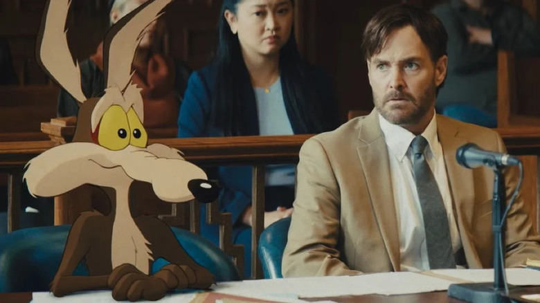 Wile E. and Kevin in court in Coyote vs. Acme