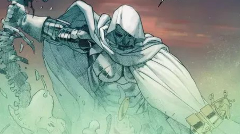 God Emperor Doom holding a spine in Secret Wars