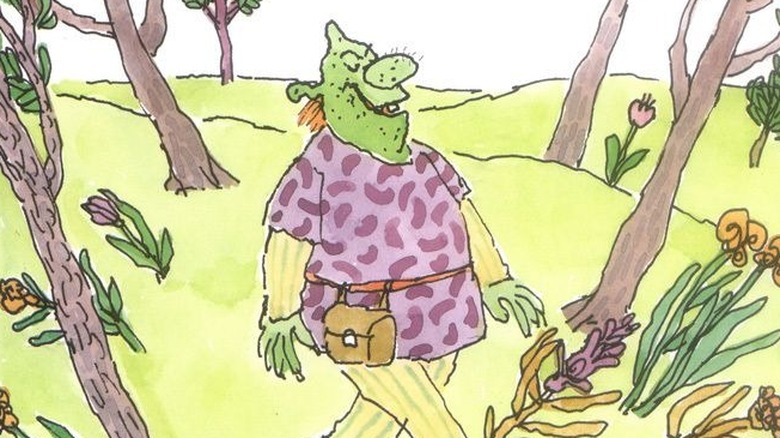 Shrek walks along in book