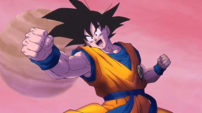 Goku throwing a punch
