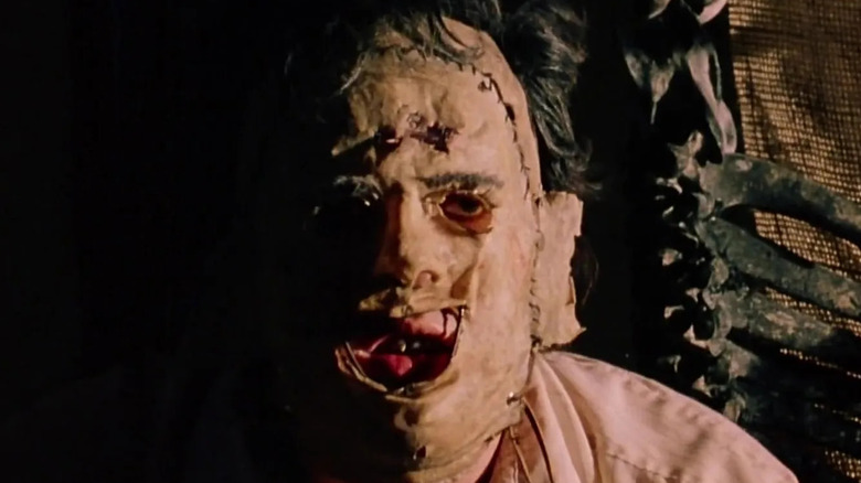 Leatherface staring at camera