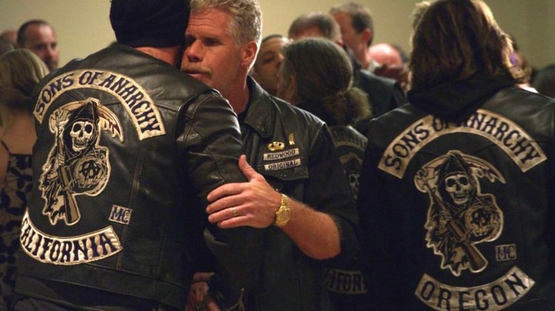 Opie and Clay embracing in Sons of Anarchy