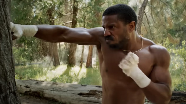 Adonis Creed punches a tree