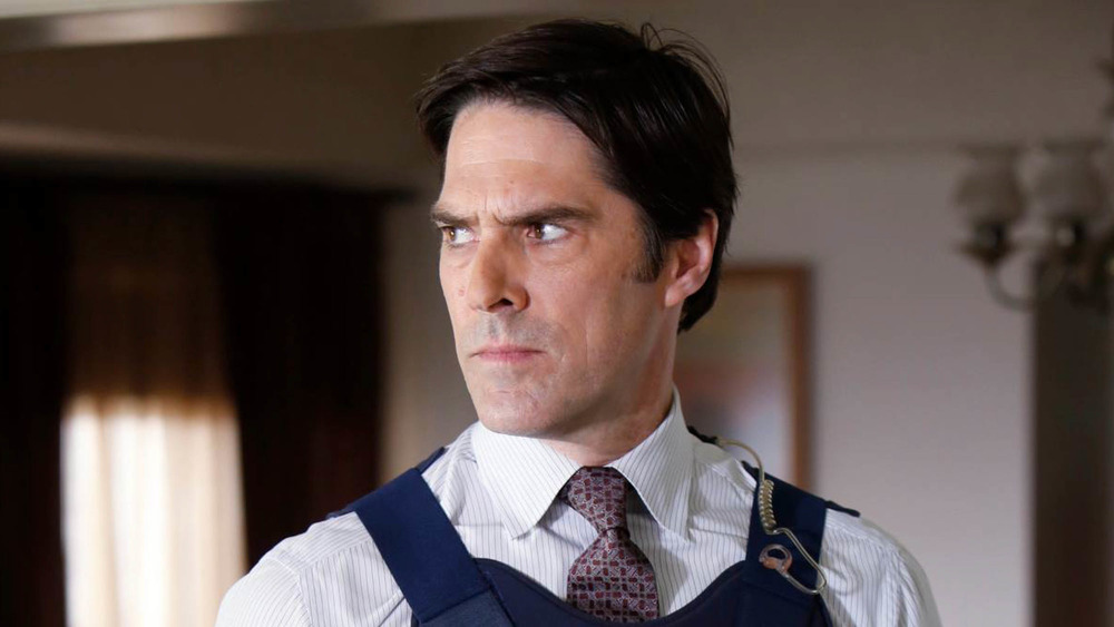 Aaron Hotchner in bulletproof FBI vest