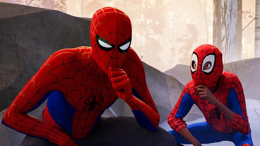 Miles Morales and Peter B. Parker form a plan in Spider-Man: Into the Spider-Verse