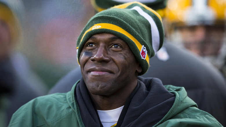 Donald Driver wearing Packers hat