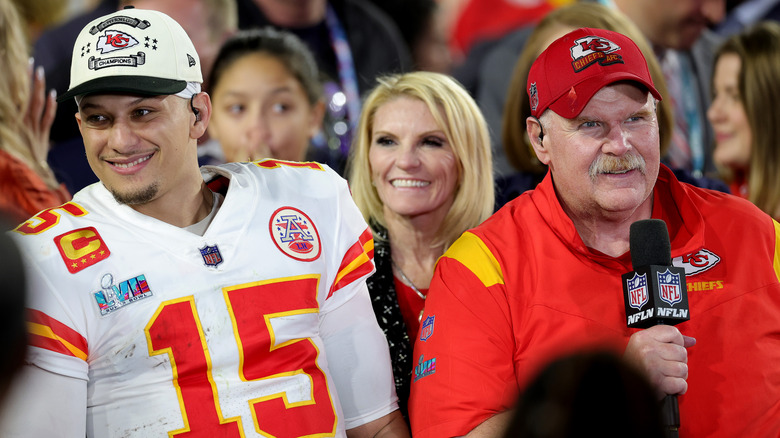 Patrick Mahomes next to Andy Reid