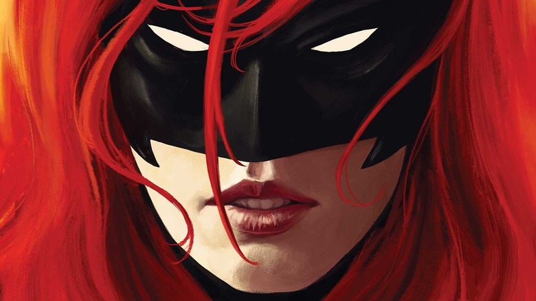 Batwoman wearing red lipstick