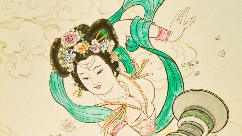   il·lustració d'una dona xinesa ballant