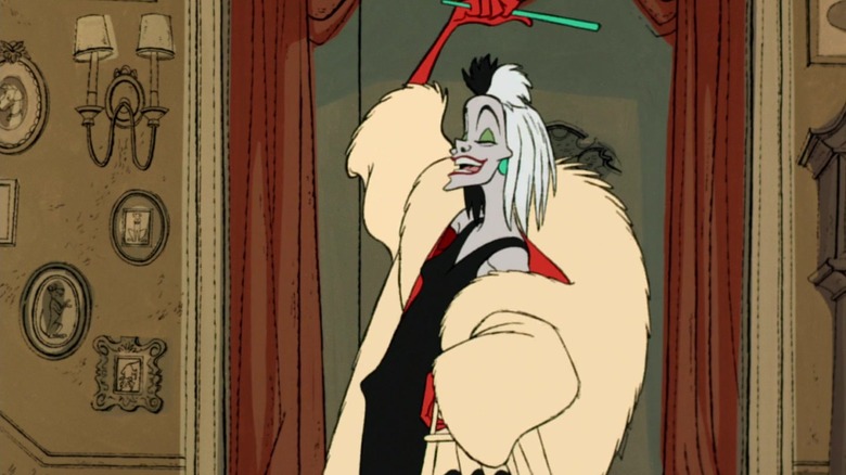 Animated Cruella de Vil in a dramatic pose
