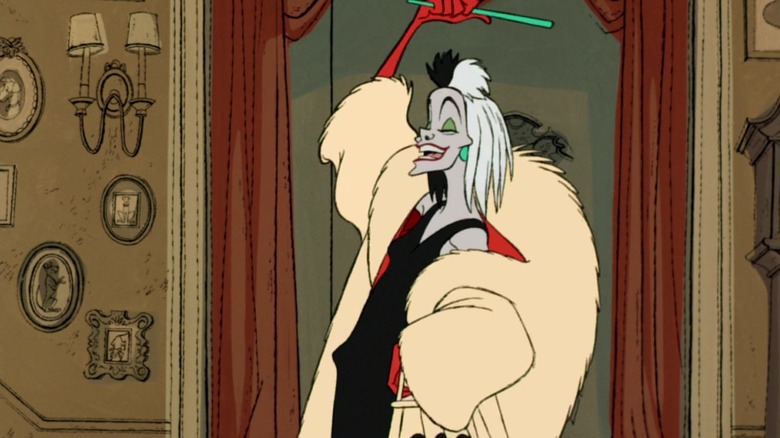 Animated Cruella de Vil in a dramatic pose