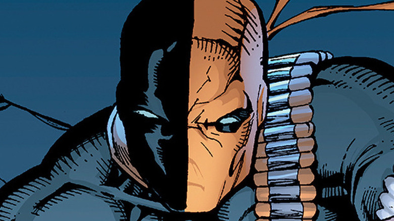 Deathstroke the Terminator squinting thoughtfully