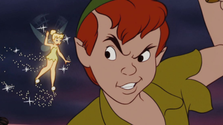 Peter Pan listening to Tinker Bell