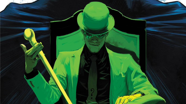 Riddler sitting on a throne