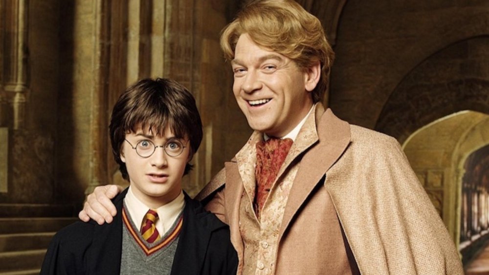 Daniel Radcliffe as Harry Potter and Kenneth Branagh as Gilderoy Lockhart in Harry Potter and the Chamber of Secrets