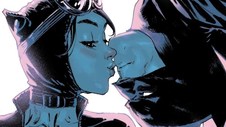 Batman kissed by Catwoman