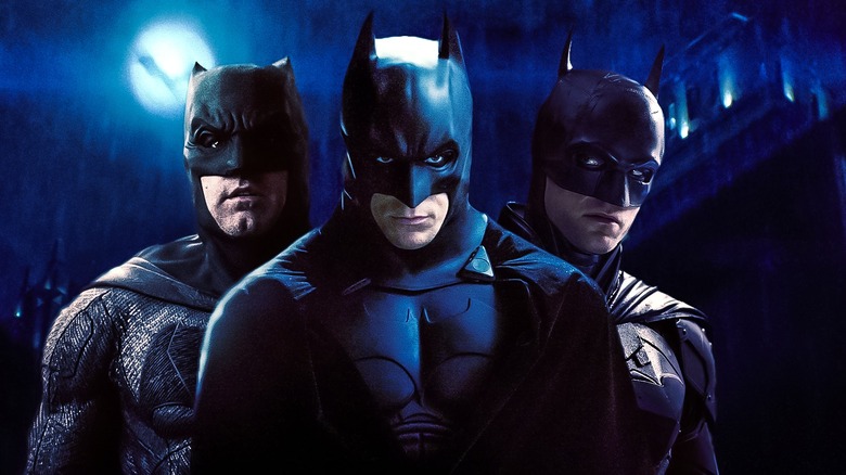 Three Batmen being dark and gloomy