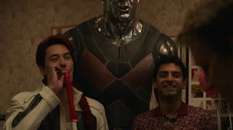 Shatterstar, Colossus, and Dopinder celebrating