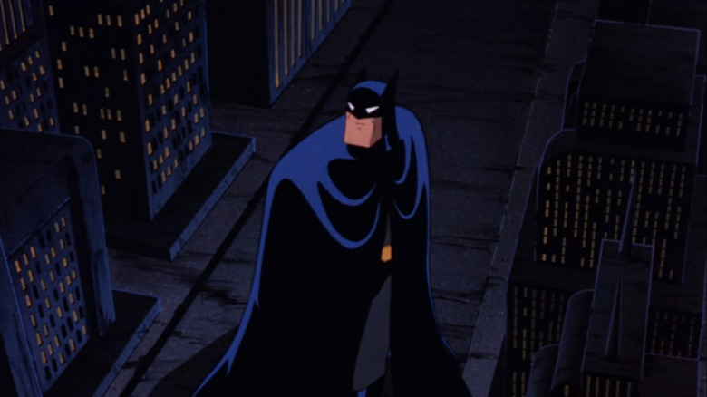 Batman looking up at Joker