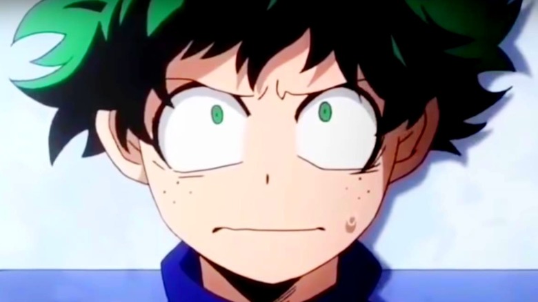 Deku looking uncertain in My Hero Academia