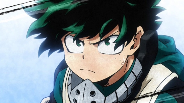 Deku with determined face in My Hero Academia 