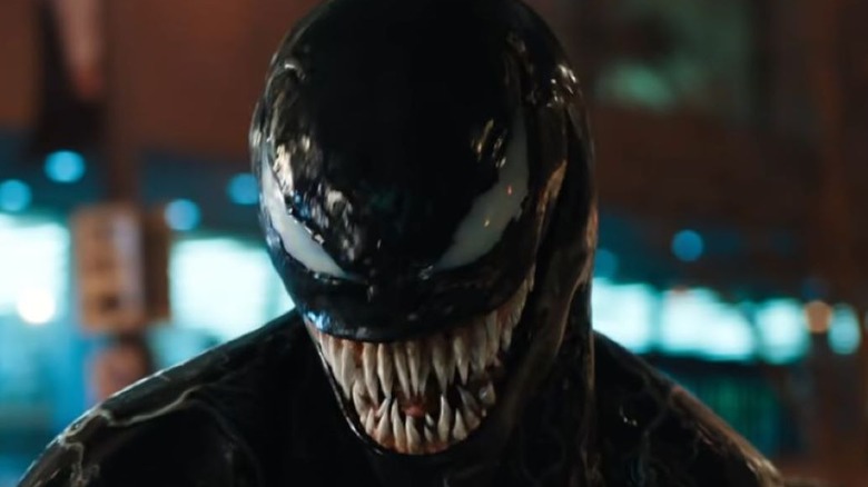 Venom smiling with teeth