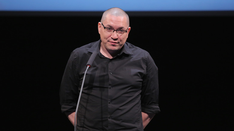 Jeff Barnaby with microphone