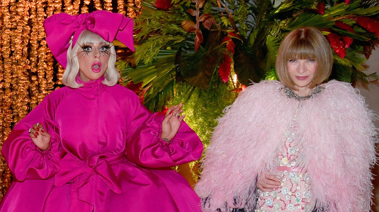 Lady Gaga and Anna Wintour posing at the 2019 Met Gala