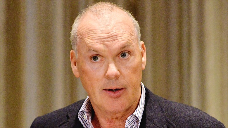 Michael Keaton talking on a panel