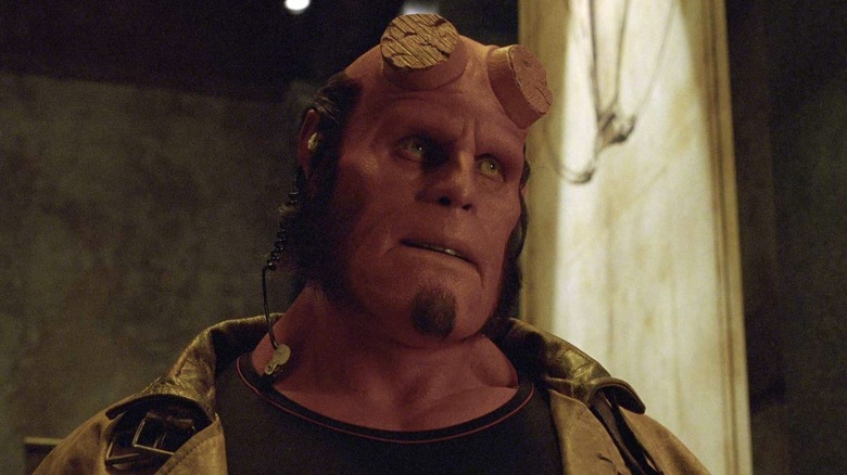 Ron Perlman's Hellboy looking ahead in Hellboy