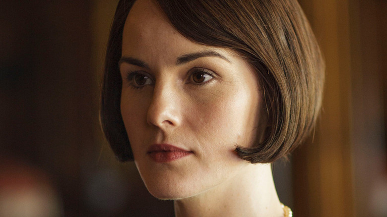 Lady Mary listening on Downton Abbey