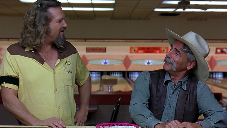 The Dude talks to the Stranger at the bowling alley