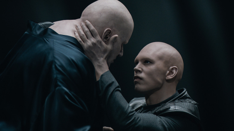Feyd-Rautha staring at Baron Harkonnen in "Dune: Part Two" (2024)