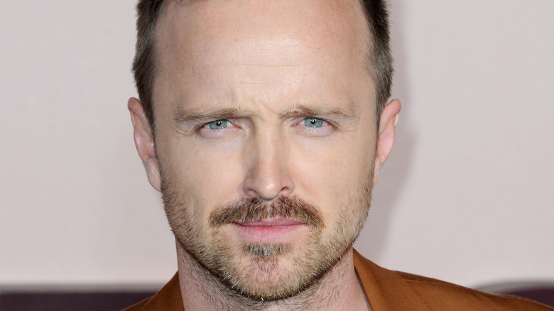 Aaron Paul looking serious