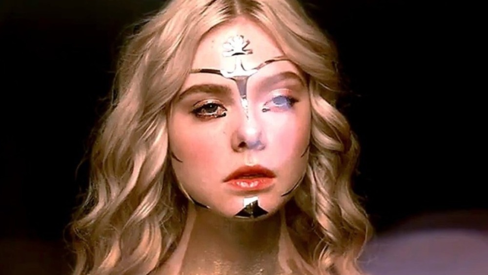 Elle Fanning wears metallic makeup Neon Demon