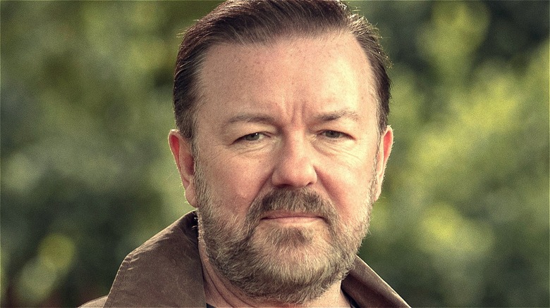 Ricky Gervais looking at the camera