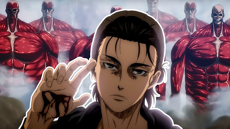 Eren standing with Colossal Titans