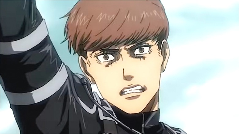 Floch raising arm in Attack on Titan 