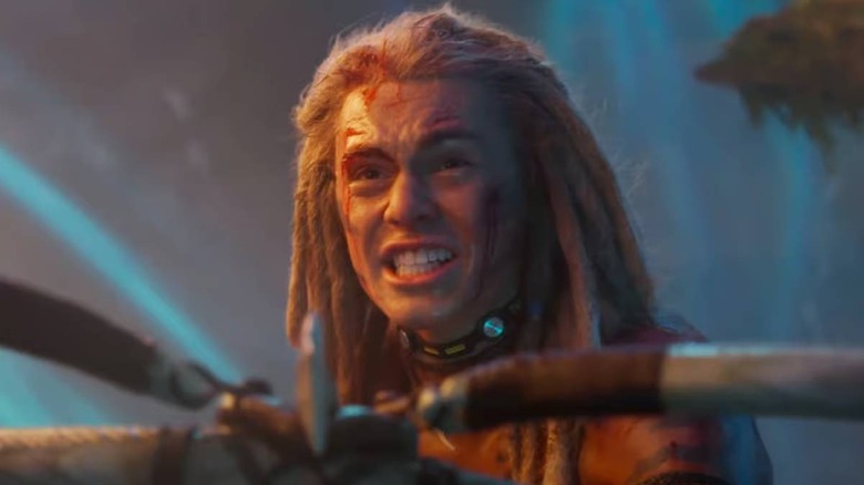 Spider bearing his teeth in Avatar: Fire and Ash