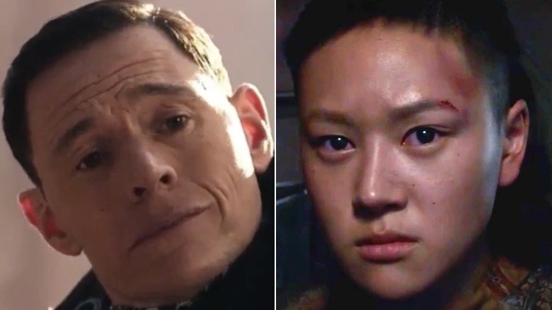Burn Gorman smirk Yerin Ha scowl