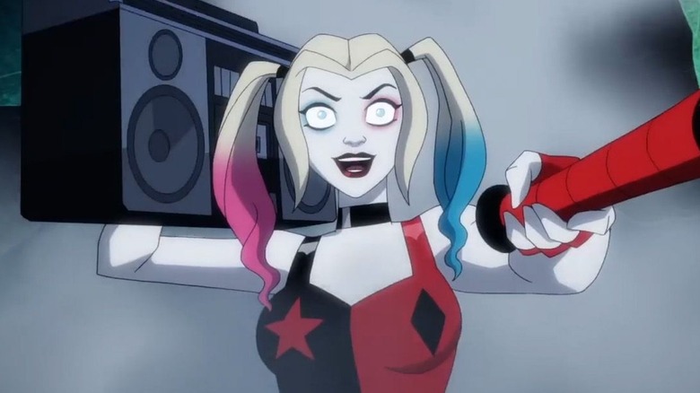 Harley Quinn holding boom box