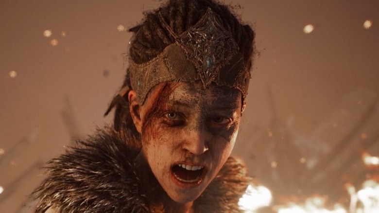 Senua face in flames