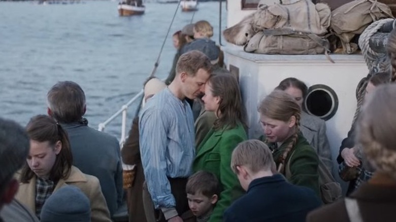 Gunnar, Ingrid, and Ole on crowded boat